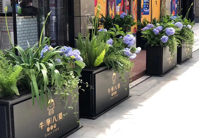 广场长方形花坛组合花箱